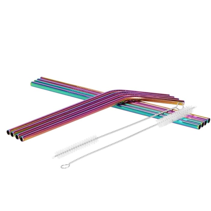 Set 8 paie metalice multicolor (holo), reutilizabile, cu husa depozitare si perii curatat, 215x6 mm [10]