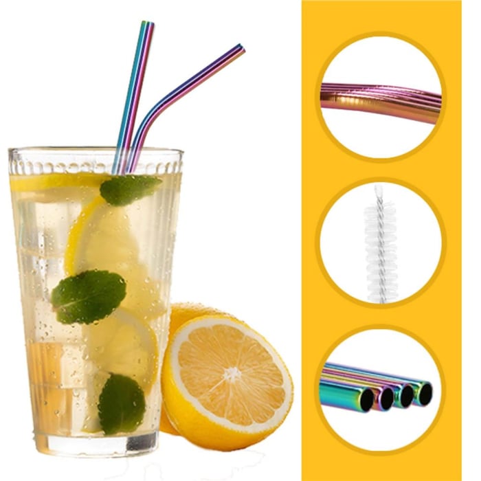 Set 8 paie metalice multicolor (holo), reutilizabile, cu husa depozitare si perii curatat, 215x6 mm [19]