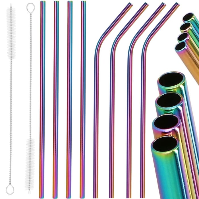 Set 8 paie metalice multicolor (holo), reutilizabile, cu husa depozitare si perii curatat, 215x6 mm [28]