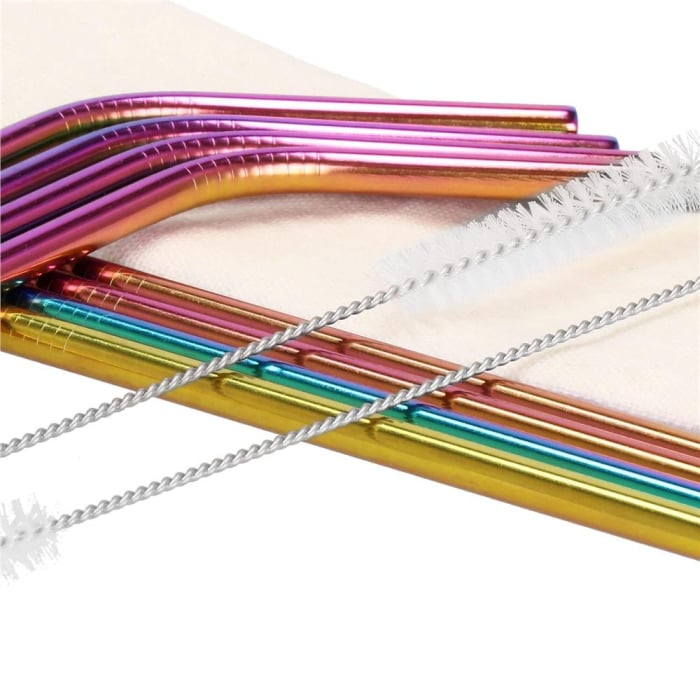 Set 8 paie metalice multicolor (holo), reutilizabile, cu husa depozitare si perii curatat, 215x6 mm [12]