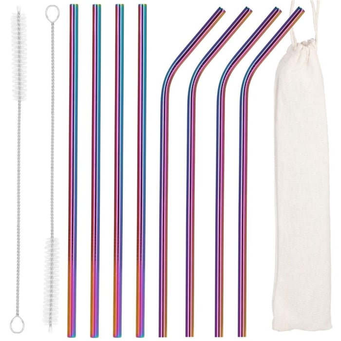 Set 8 paie metalice multicolor (holo), reutilizabile, cu husa depozitare si perii curatat, 215x6 mm [27]