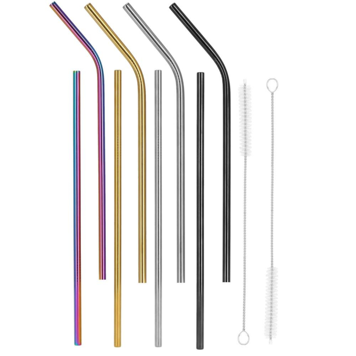 Set 8 paie metalice multicolor, reutilizabile, cu husa depozitare si perii curatat, 215x6 mm [19]