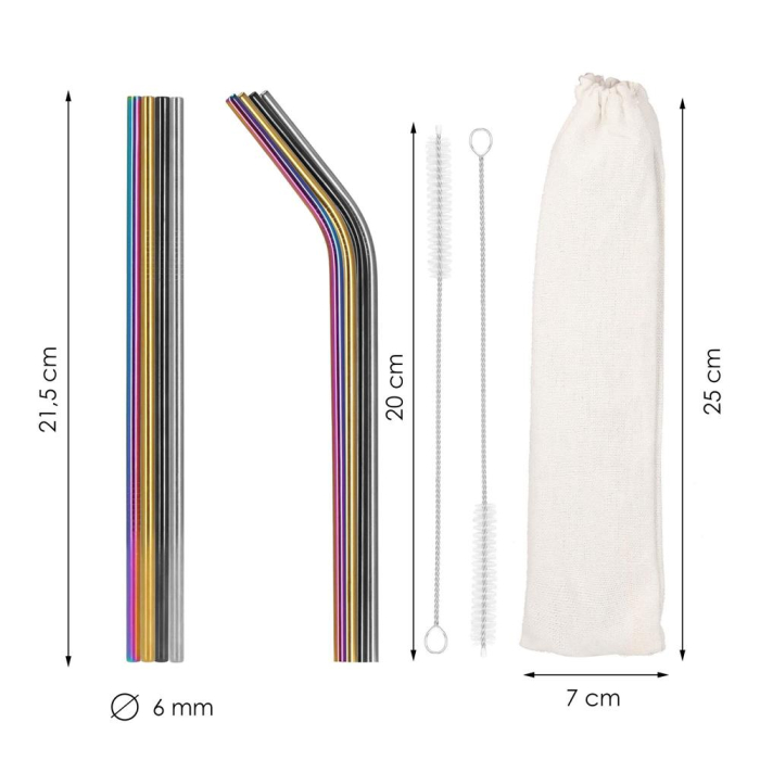 Set 8 paie metalice multicolor, reutilizabile, cu husa depozitare si perii curatat, 215x6 mm [37]