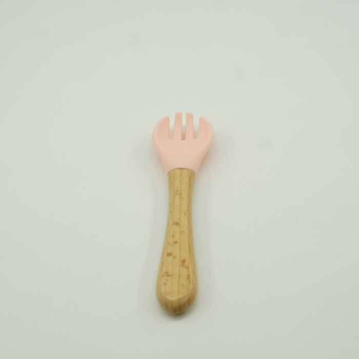 Set 8 piese diversificare bebelusi si copii din silicon , baveta, farfurie compartimentata cu ventuza, bol cu ventuza, tacamuri din lemn si silicon, cana pentru gustari, fara alergeni, roz [5]