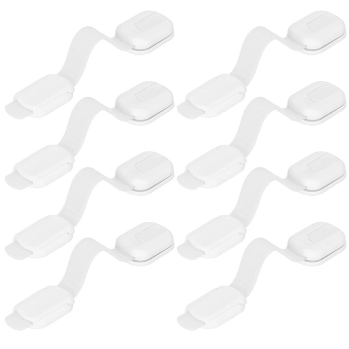 Set 8 sigurante blocator sertare si usi, plastic si silicon, ajustabile, 19 cm, alb [1]