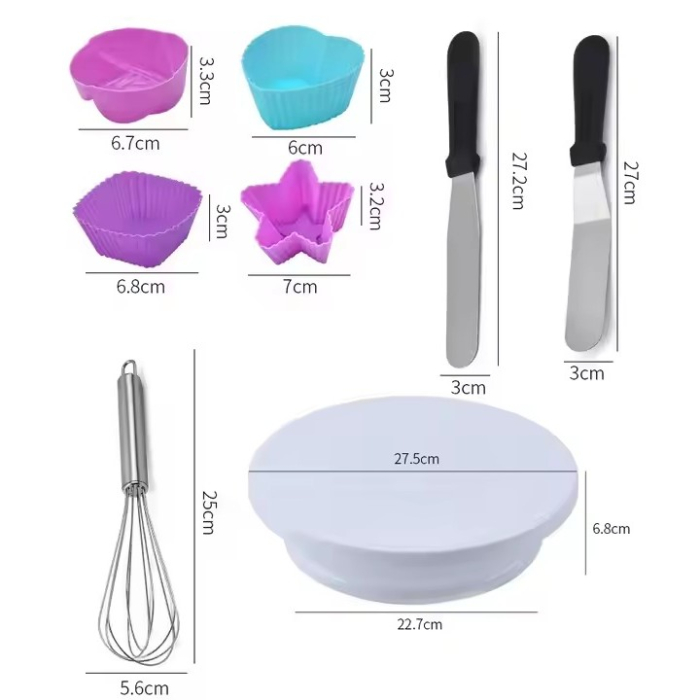 Set 80 Piese Ustensile pentru Ornare Prajituri, , din Plastic si Otel Inoxidabil, Forme Briose, Multicolor [2]
