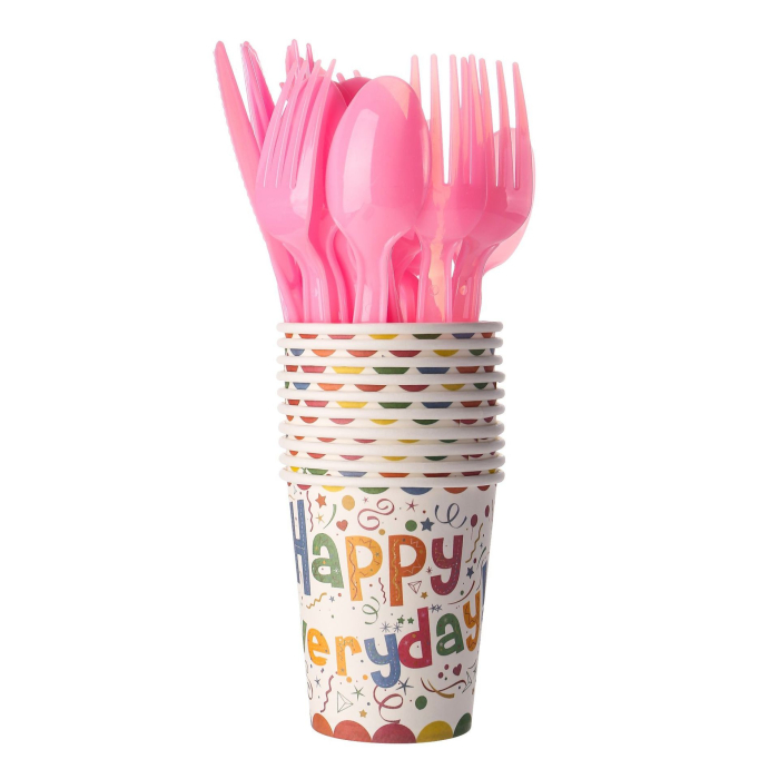 Set 9 Accesorii pentru Masa, Petrecere, , Model Happy Everyday, 78 buc, Multicolor [7]