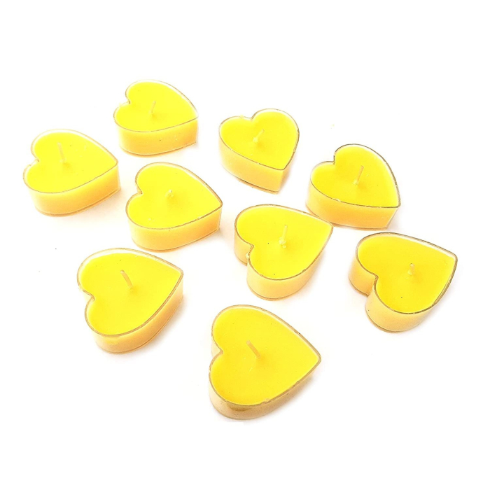 Set 9 Lumanari in Forma de Inima, , pentru Ziua Indragostitilor, Aroma de Citrice, Ardere 3.5 h, din Parafina, 4 x 2 cm, Galben [6]