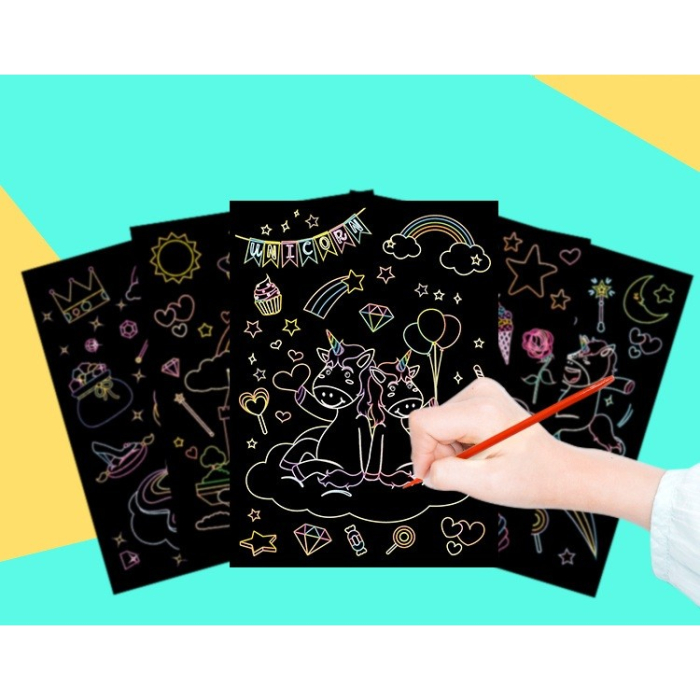 Set 9 Planse Razuibile, , Scratch ArtCards, +3 Ani, de Razuit si de Colorat, 19 x 14 cm, Model ZOO, Multicolor [5]