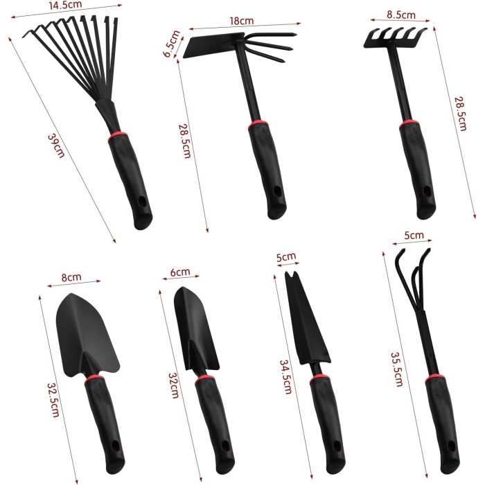 Set 9 Unelte de Gradina , pentru Plantare Prelucrare Sol si Ingrijire Plante, Material PVC si cardboard, 25 x 14.5 cm, negru [3]