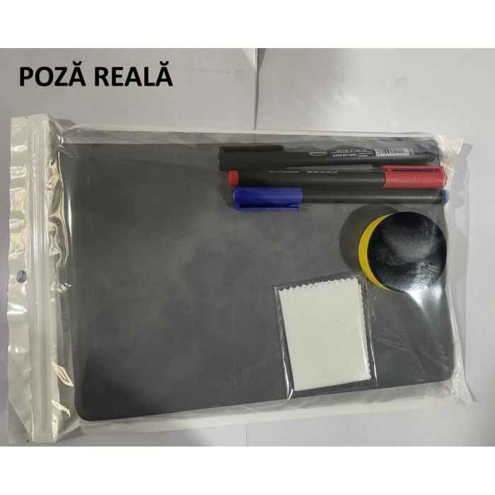 Set Agenda A5 Reutilizabila cu Pagini Tip Tabla, Agenda Pagini Albe cu Stergere Uscata, 3 Markere, 1 Burete și 1 Laveta de sters, Portabila, 24 x 16.5 cm, Coperta Piele, Maro [7]