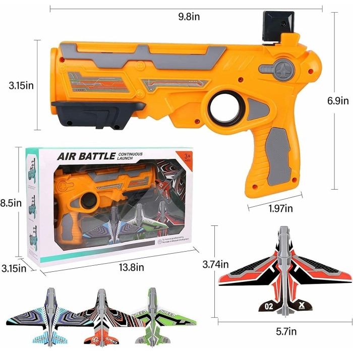 Set Arma de jucarie tip lansator de avioane, Air Battle, Portocaliu [2]