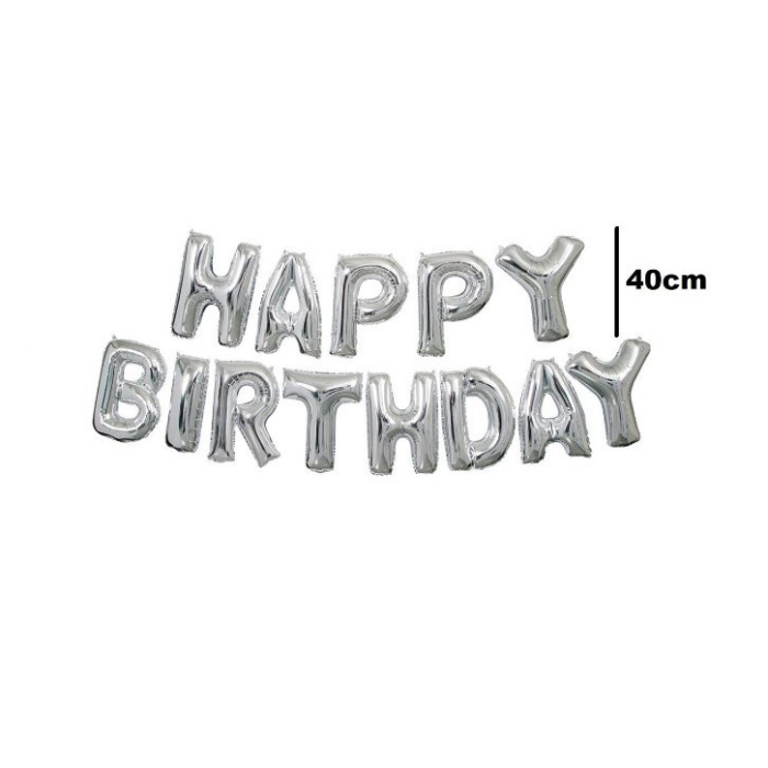 Set baloane folie , Happy Birthday, 40 cm, argintiu [3]