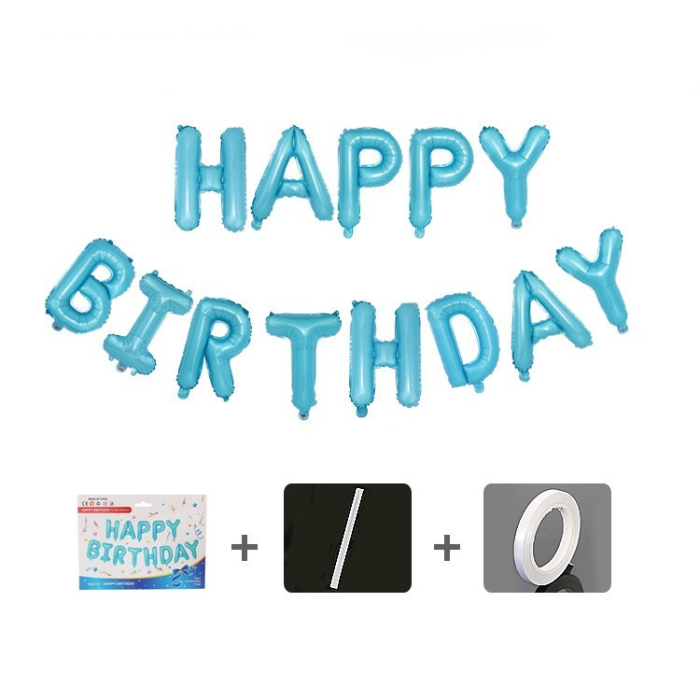 Set baloane folie , Happy Birthday, 40 cm, baby blue [4]