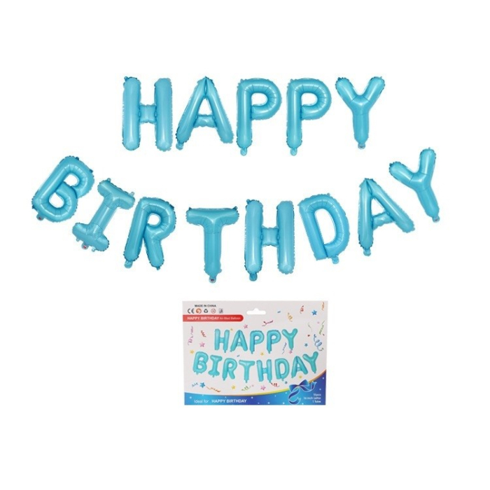 Set baloane folie , Happy Birthday, 40 cm, baby blue [2]