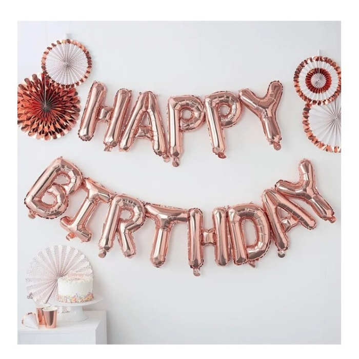 Set baloane folie , Happy Birthday, 40 cm, rose gold [3]