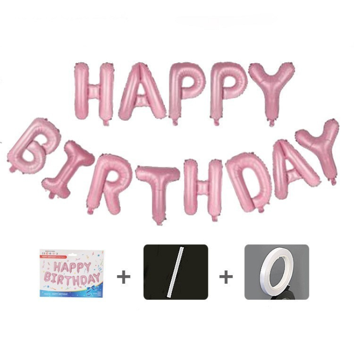 Set baloane folie , Happy Birthday, 40 cm, roz deschis [3]
