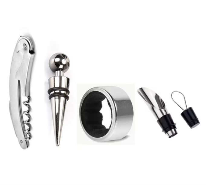 Set Cadou Premium pentru Vin cu 4 Accesorii din Otel Inoxidabil si Cutie Eleganta din Lemn, ORIGINAL DEALS [7]
