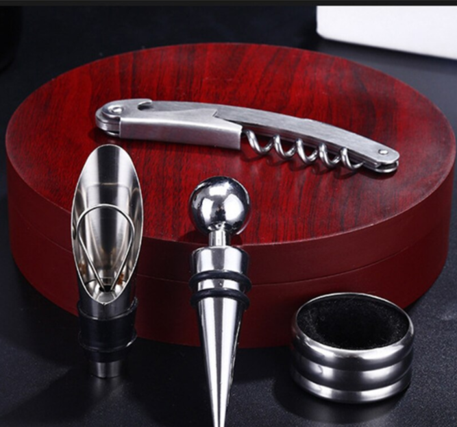Set Cadou Premium pentru Vin cu 4 Accesorii din Otel Inoxidabil si Cutie Eleganta din Lemn, ORIGINAL DEALS [6]
