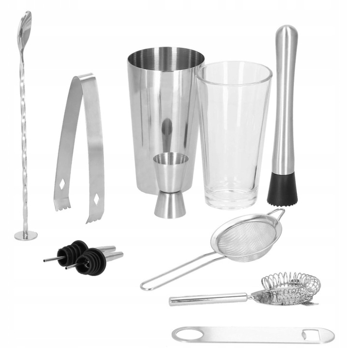 Set Cocktail Shaker Kit pentru barmani 750ml, KI10, suport bambus, 12 piese [13]