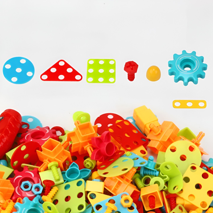 Set Constructie Bormasina Magica cu Servieta, , 310 Piese, Albastru, Piese Multicolore, Plastic, 31x46 cm [8]