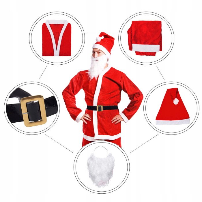 Set Costum de Mos Craciun pentru adulti, 5 piese, marime universala [9]