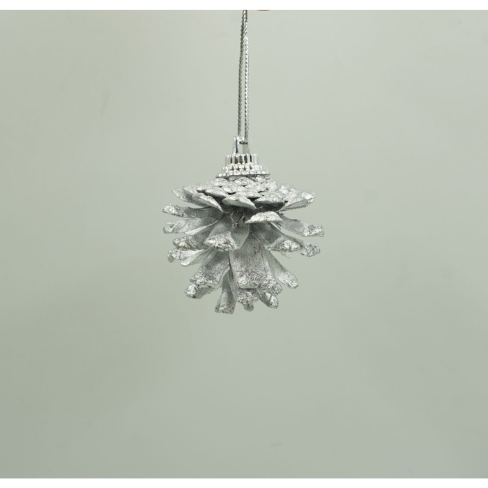 Set de 12 ornamente de brad, , de tip Glob, Alb/ Argintiu, din polistiren, cu finisaj sclipitor , cutie 4 cm adancime x 20 cm inaltime x 12 cm lungime) [5]