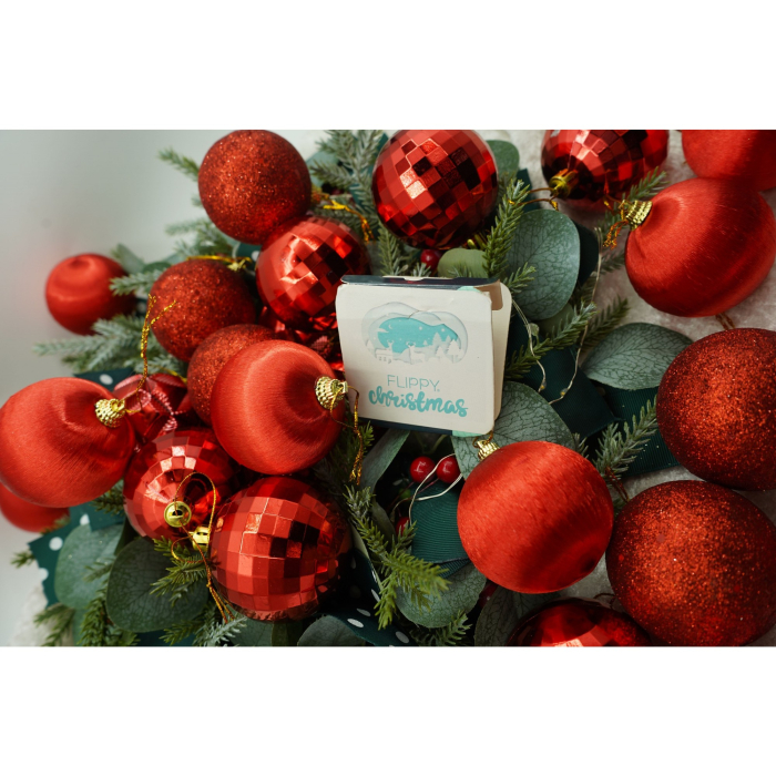 Set de 28 ornamente de brad, , de tip Glob, Rosu, din polistiren, cu finisaj sclipitor , cutie 18 cm adancime x 22 cm inaltime x 18 cm lungime) [3]