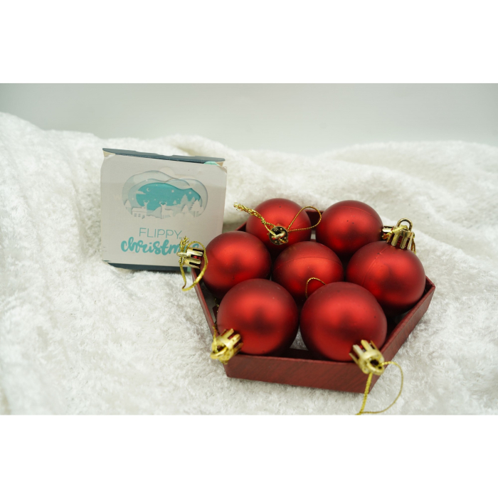 Set de 35 ornamente de brad, , de tip Glob, Rosu, din polistiren, cu finisaj sclipitor , cutie 11 cm adancime x 19 cm inaltime x 11 cm lungime) [5]