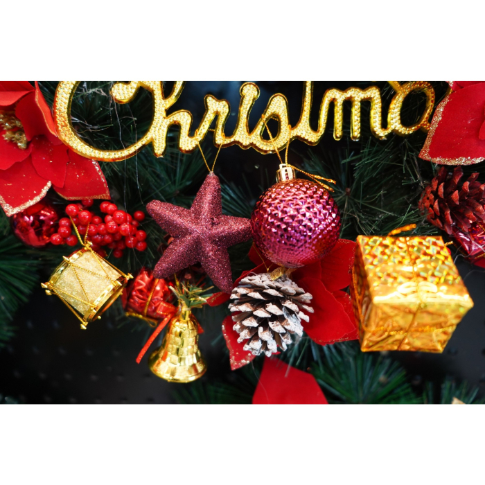 Set de 50 ornamente de brad, , de tip Glob, Rosu/ Auriu, din plastic, cu finisaj sclipitor , cutie 18 cm lungime x 12 cm adancime x 18 cm inaltime [5]