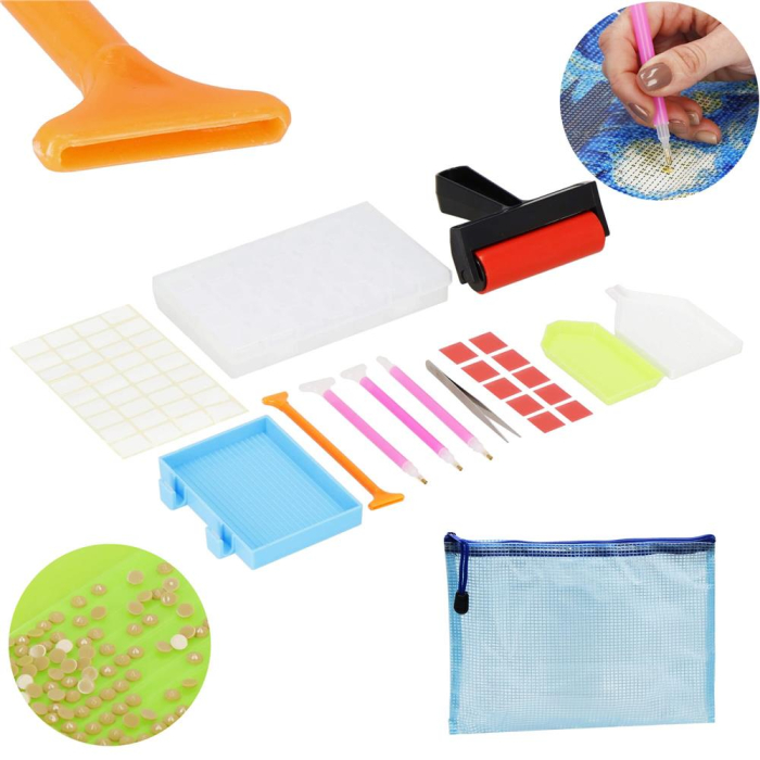 Set de accesorii pentru broderie cu diamante 5D, 22 piese, cu geanta depozitare [4]