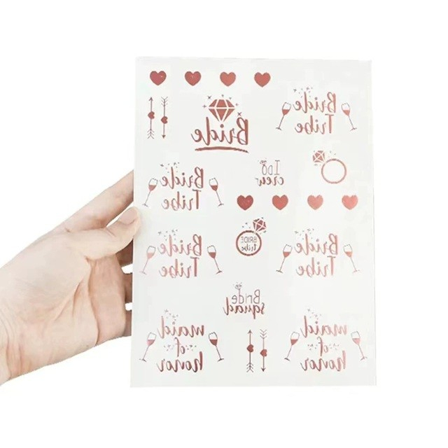 Set de Accesorii pentru Mireasa, , Coronita, Panglica, Stickere, Voal, Model Bride To Be, Tematica Nunta, Alb-Roz [4]