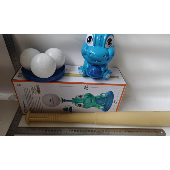 Set de Baseball 5 Piese pentru Copii, , Jucarie Dinosaur Press, 14x23 cm, Verde/Albastru [2]