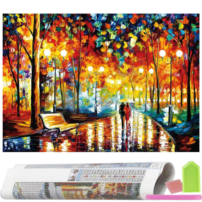 Set de broderie cu diamante 5D, 30x40cm, model Alee in parc [19]