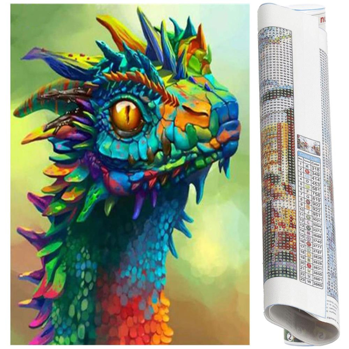 Set de broderie cu diamante 5D, 30x40cm, model Cap de dragon [18]