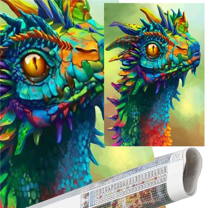 Set de broderie cu diamante 5D, 30x40cm, model Cap de dragon [20]