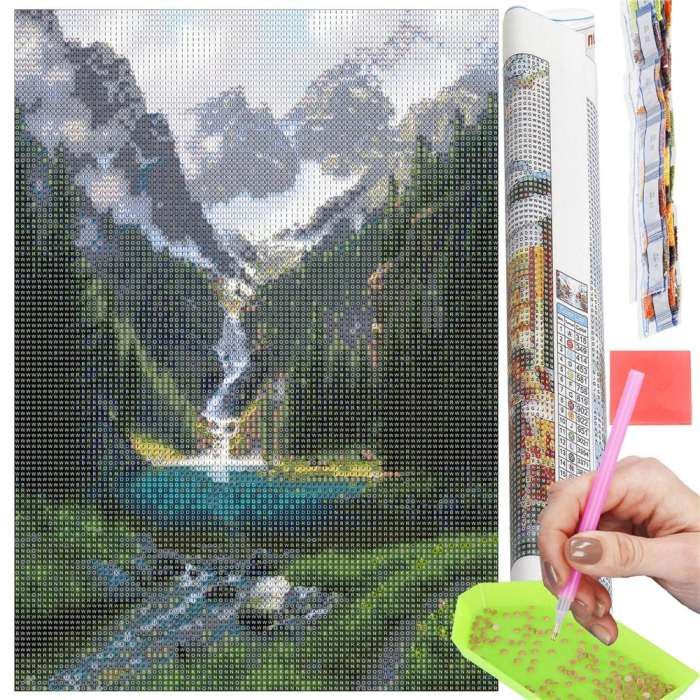 Set de broderie cu diamante 5D, 30x40cm, model Cascada [18]