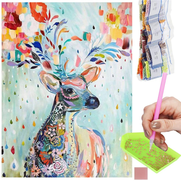 Set de broderie cu diamante 5D, 30x40cm, model Cerb [23]