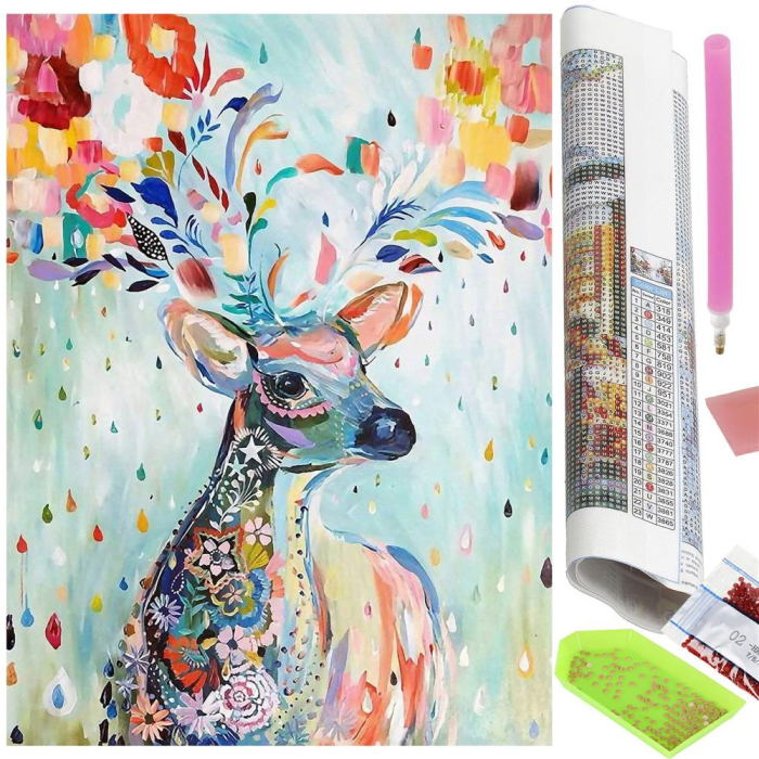 Set de broderie cu diamante 5D, 30x40cm, model Cerb [20]