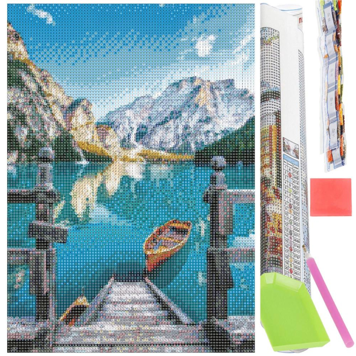 Set de broderie cu diamante 5D, 30x40cm, model Lac glaciar [1]