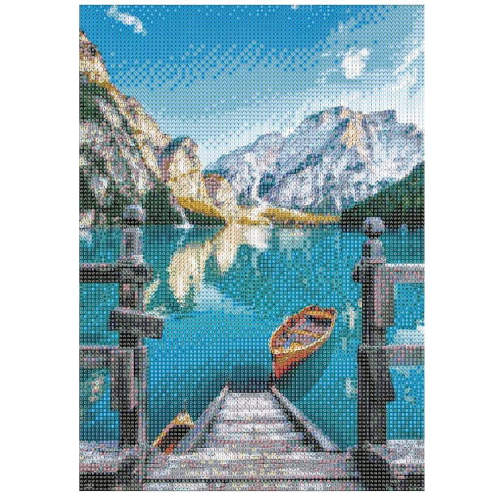 Set de broderie cu diamante 5D, 30x40cm, model Lac glaciar [22]