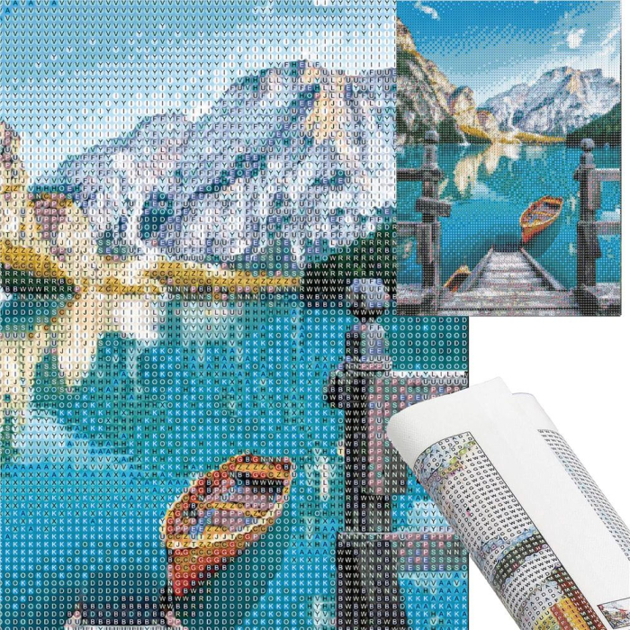 Set de broderie cu diamante 5D, 30x40cm, model Lac glaciar [17]