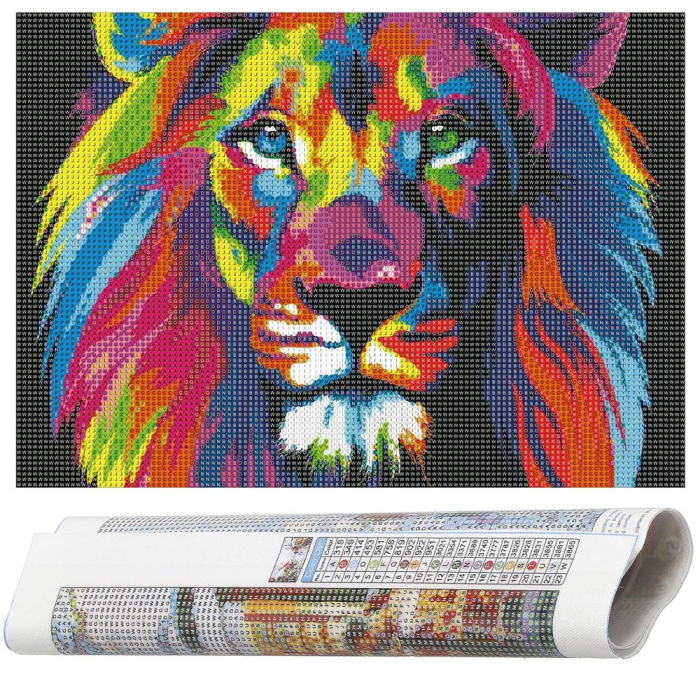 Set de broderie cu diamante 5D, 30x40cm, model Leu [21]