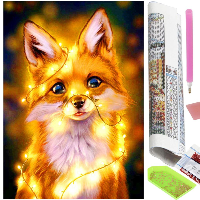 Set de broderie cu diamante 5D, 30x40cm, model Vulpe [19]