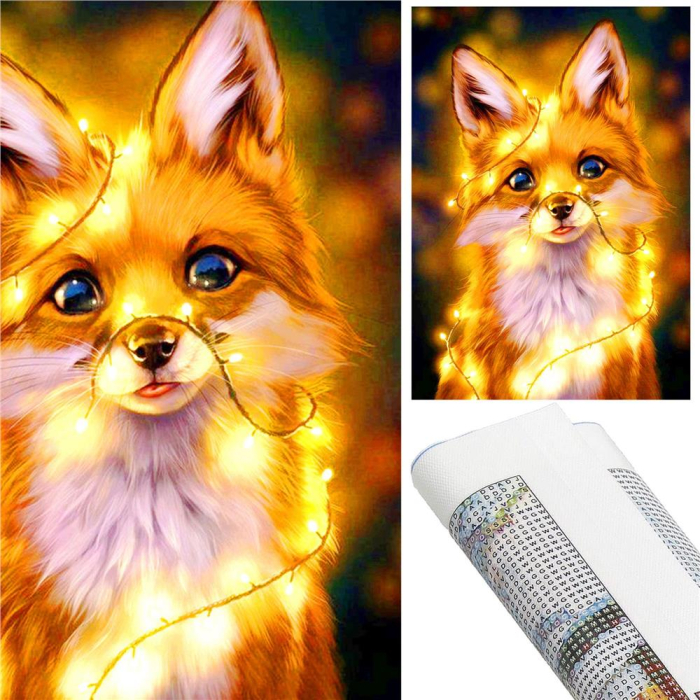 Set de broderie cu diamante 5D, 30x40cm, model Vulpe [21]