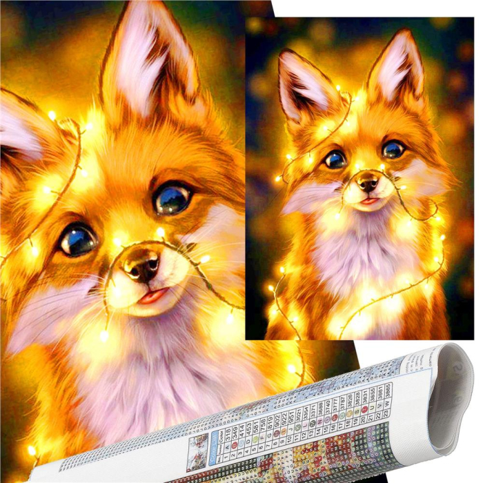 Set de broderie cu diamante 5D, 30x40cm, model Vulpe [20]