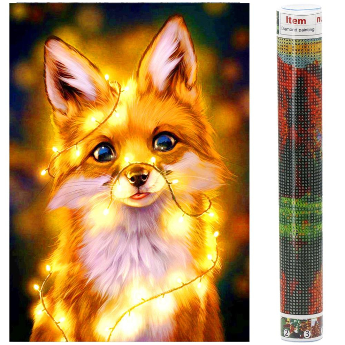 Set de broderie cu diamante 5D, 30x40cm, model Vulpe [17]
