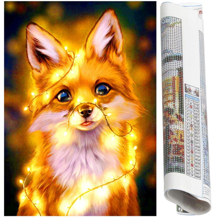 Set de broderie cu diamante 5D, 30x40cm, model Vulpe [18]