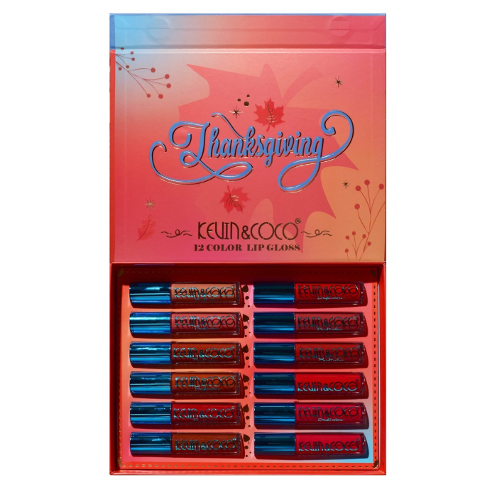Set de Buze, KEVIN & COCO, Caramel Pie, 12 Lip Gloss-uri, 24 x 18.5 x 3.4 cm, Multicolor [5]