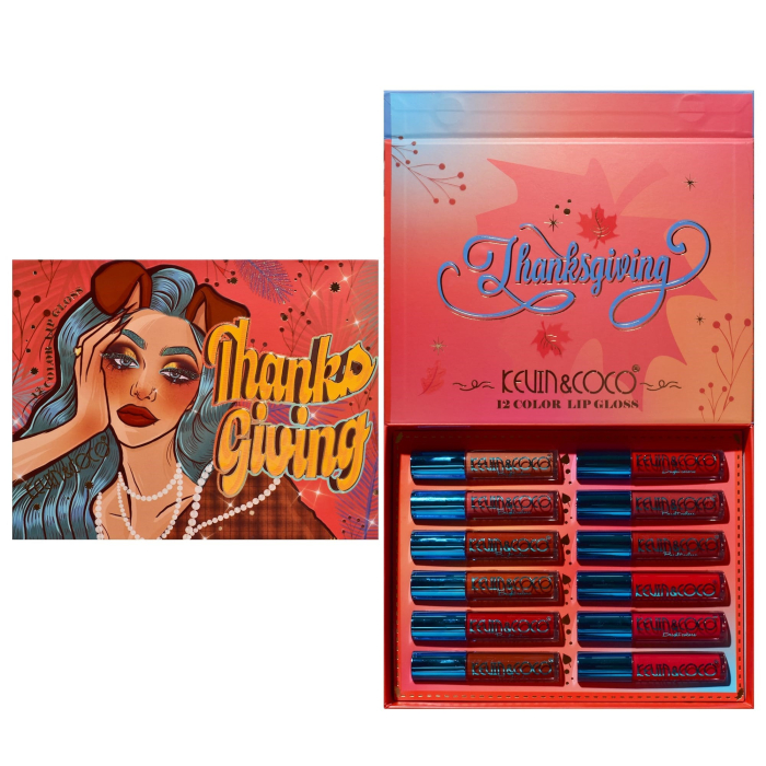 Set de Buze, KEVIN & COCO, Caramel Pie, 12 Lip Gloss-uri, 24 x 18.5 x 3.4 cm, Multicolor [6]
